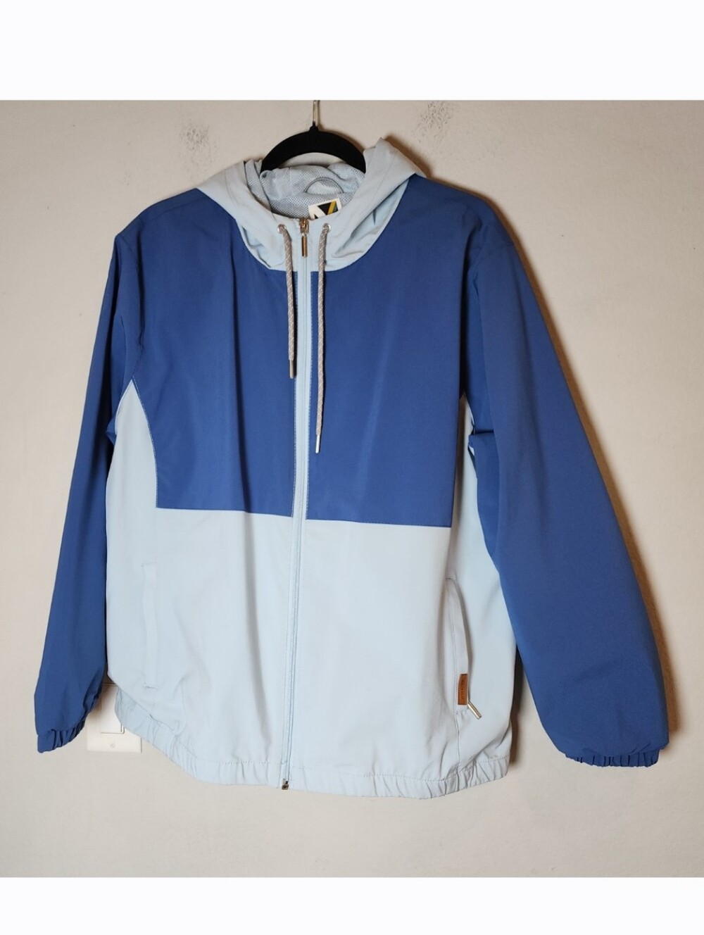 Voyager Windwear Ripstop Two Tone Blue Windbreaker Jacket Full Zip Size Large